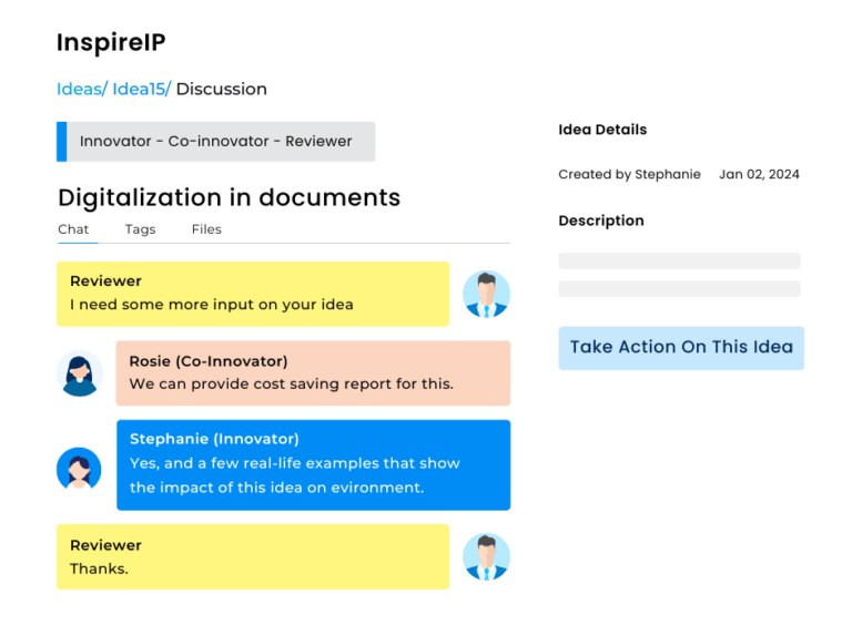 Idea discussion feature InspireIP